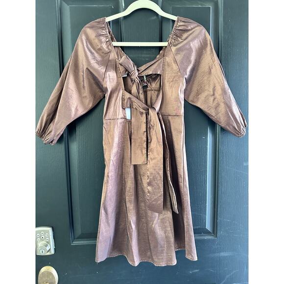 NWT Hosbjerg Women's Brown Elora Buckle V-Neckline Mini Dress Size Small - Picture 9 of 16